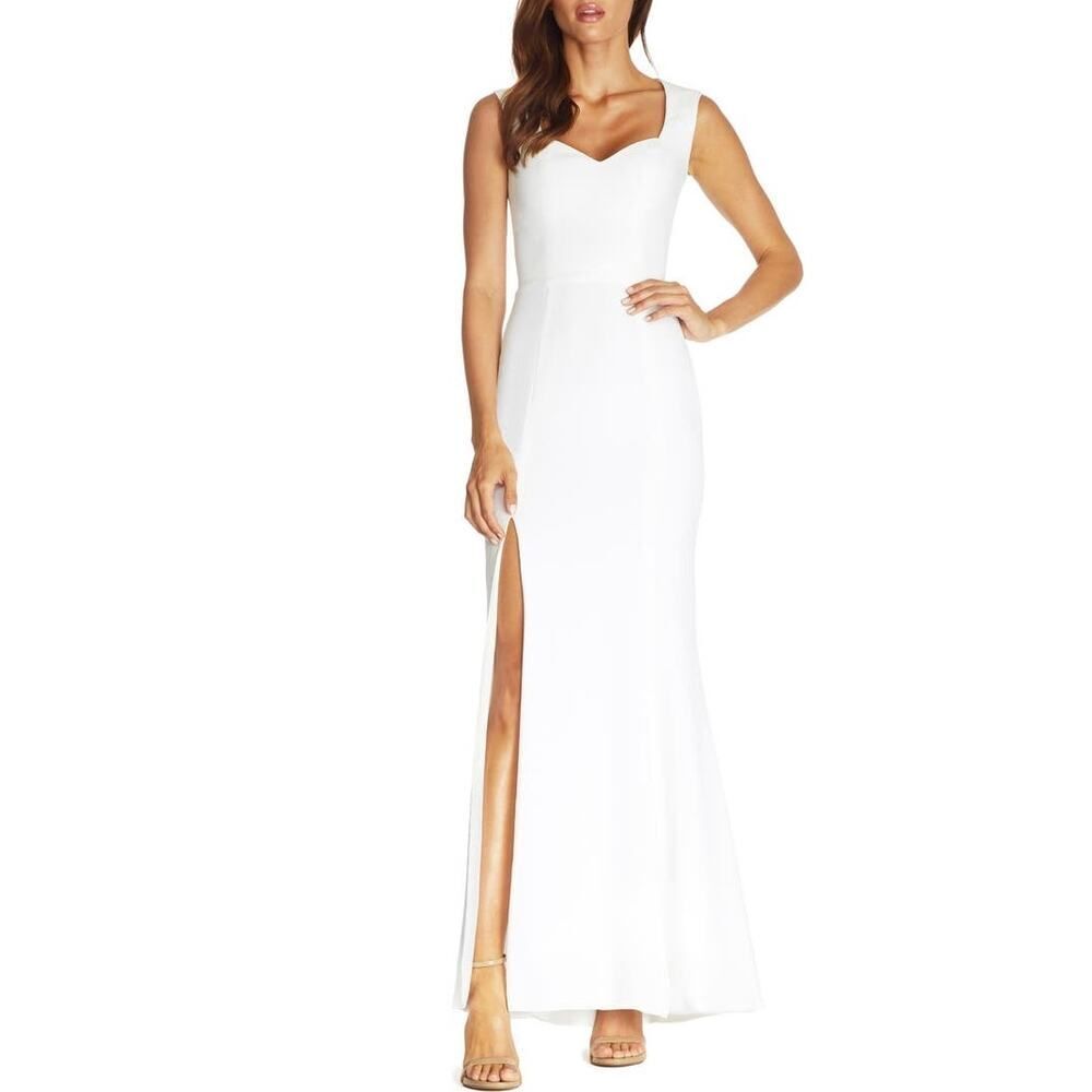 Dress the Population White Maxi Dress with Side Slit